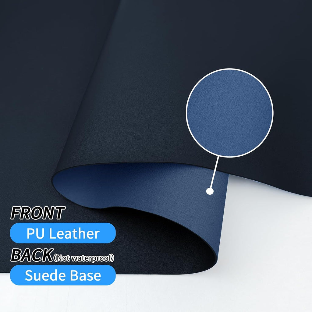 Dark Blue Desk Mat, Desk Matt for Desktop, Waterproof Large Leather Keyboard Mat, Computer Mat for Office/Home/Decor(31.5 x 15.7 Inches) - Image 6