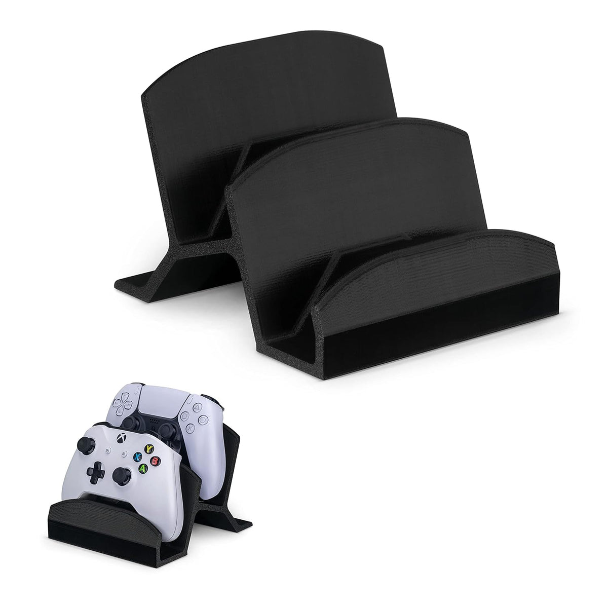 BRAINWAVZ Dual Game Controller Holder Desktop Stand - for PS5, Xbox Series X, One, PS4, Switch, PC, Gamepads & More UGDS06, Black by BRAINWAVZ