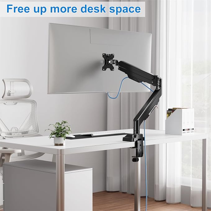Single Monitor Mount for Max 43" Ultrawide Computer Screens | Hold up 2.2-33lbs Premium Monitor Arm Full Motion Gas Spring Heavy Duty Desk Mount Adjustable VESA Mount 75x75/100x100mm - Image 8