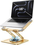 LOXP Adjustable Laptop Stand, Computer Stand with 360 Rotating Base, Ergonomic Laptop Riser Mount for Desk Foldable Protable Computer Desk Fits with MacBook Pro Air (10-16") - Gold | Ergonomic Laptop Riser Mount for Desk Foldable Protable Computer Desk... by LOXP