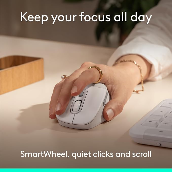 Logitech Signature Comfort Plus MK880 Combo Keyboard Mouse - Off White | Signature, Full-Size, with Palm Rest, Silent Clicks, Bluetooth, for Windows and macOS - Image 14