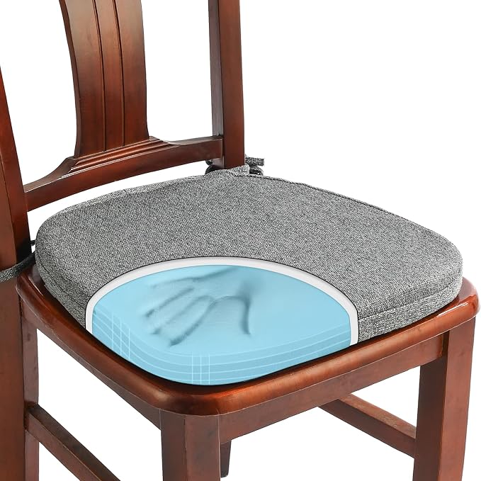 SINOSSO 1 Pack Memory Foam Chair Cushions for Dining Chair, Friendly Woven Fabric 16" U-Shape Comfortable Kitchen Chair Pad, Removable Slip Resistant Seat Cushion (1 Piece, Dark Grey) by SINOSSO