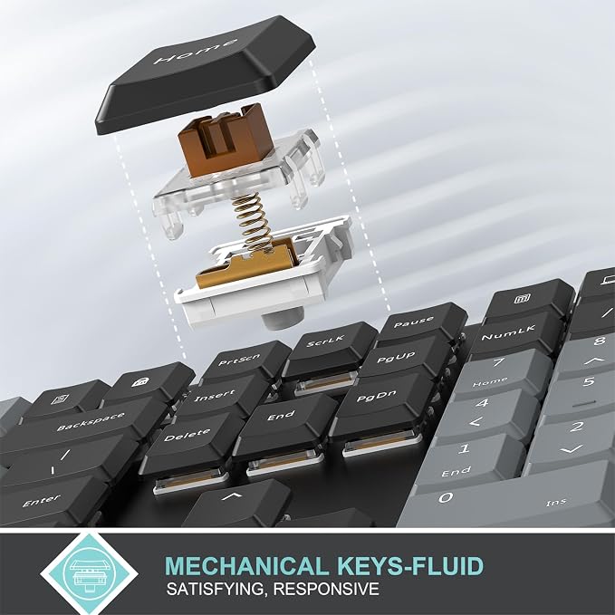 Arteck Mechanical 2.4G USB Wireless Keyboard, Tacktile Brown Switches Black - Image 2