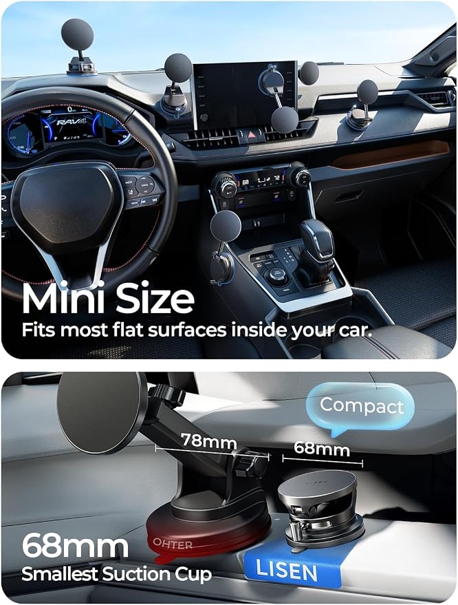 LISEN 15W MagSafe Car Mount Charger, Magnetic Wireless Car Phone Holder | [Easiest Mount] 96LBS Vacuum Suction Car Mount, 360° Magnetic Phone Holders for Your Car, for iPhone 17-12, Pixel 10, Samsung - Image 2