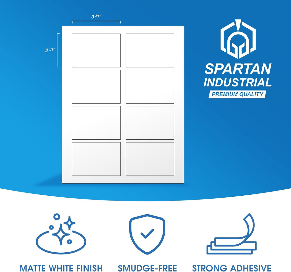 2 1/3" X 3 3/8" Matte White Printable Labels (30 Sheets, 240 Stickers) - Image 2