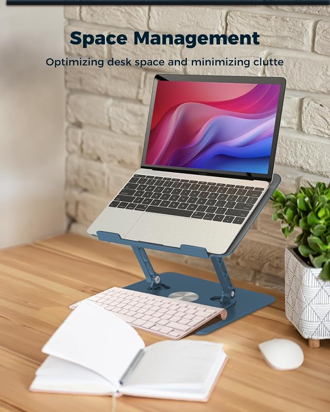 Aoviho 360° Rotating Laptop Stand for Desk | Adjustable, Foldable, Portable Aluminum Ergonomic Riser | Compatible with MacBook, Dell, HP & All Laptops 10-16 inch - Image 8