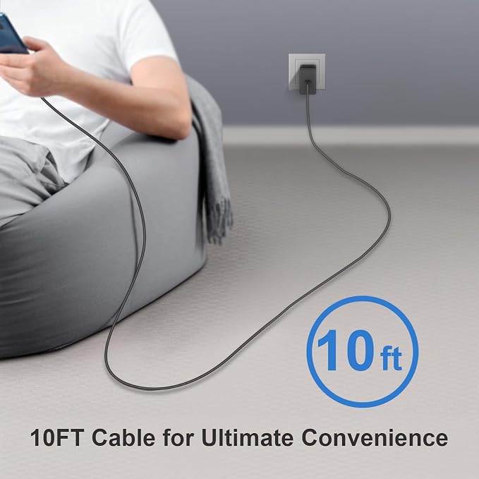 USB C Charger Type C Charger Fast Charging Long 10FT 45W Samsung Charger | for iPhone Air/17/17 Plus/17 Pro/17 Pro Max/16/16 Plus/16 Pro/16 Pro Max/15 Pro Max/iPad Pros/Samsung Galaxy S26/S25,Android - Image 6