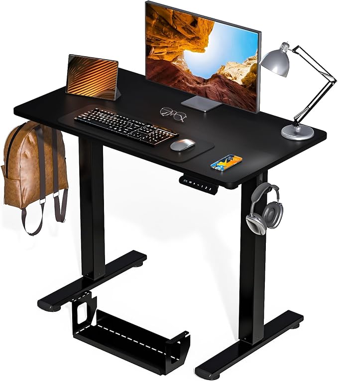Kingant Standing Desk, 35x20 Inch Electric Height Adjustable Computer Desk | Ergonomic Small Sit Stand Desk Rising Desks for Home Office Stand Up Desk Computer Workstation with Cable Management by KINGANT