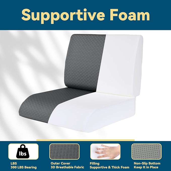 HOMBYS Extra Thick Recliner Chair Cushion with Lumbar Support Pillow for Elderly, 4.5" High Density Foam Seat Cushion, Breathable Fabric, 20"x20" Extra Large & Non-slip for Recliner, Office, Dark Grey - Image 3