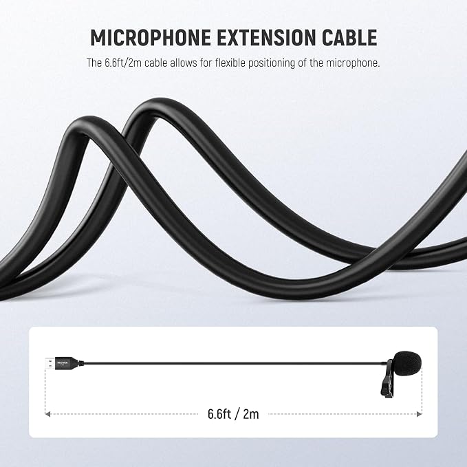 NEEWER LM1 USB A Lapel Microphone Mini Omnidirectional Clip On Lavalier Mic | Plug & Play, 2m Cable, for USB 2.0 Mac Windows PC Laptop Computer YouTube Skype, Podcast, Gaming, Vlog, Video Conferencing - Image 7