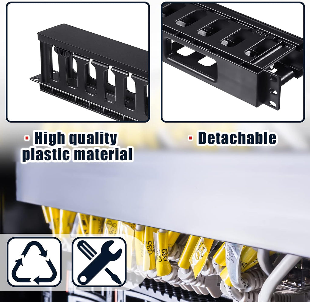 Leinuosen 2 Pcs 1U Horizontal Cable Management Rack Mount Sleeve - Image 4
