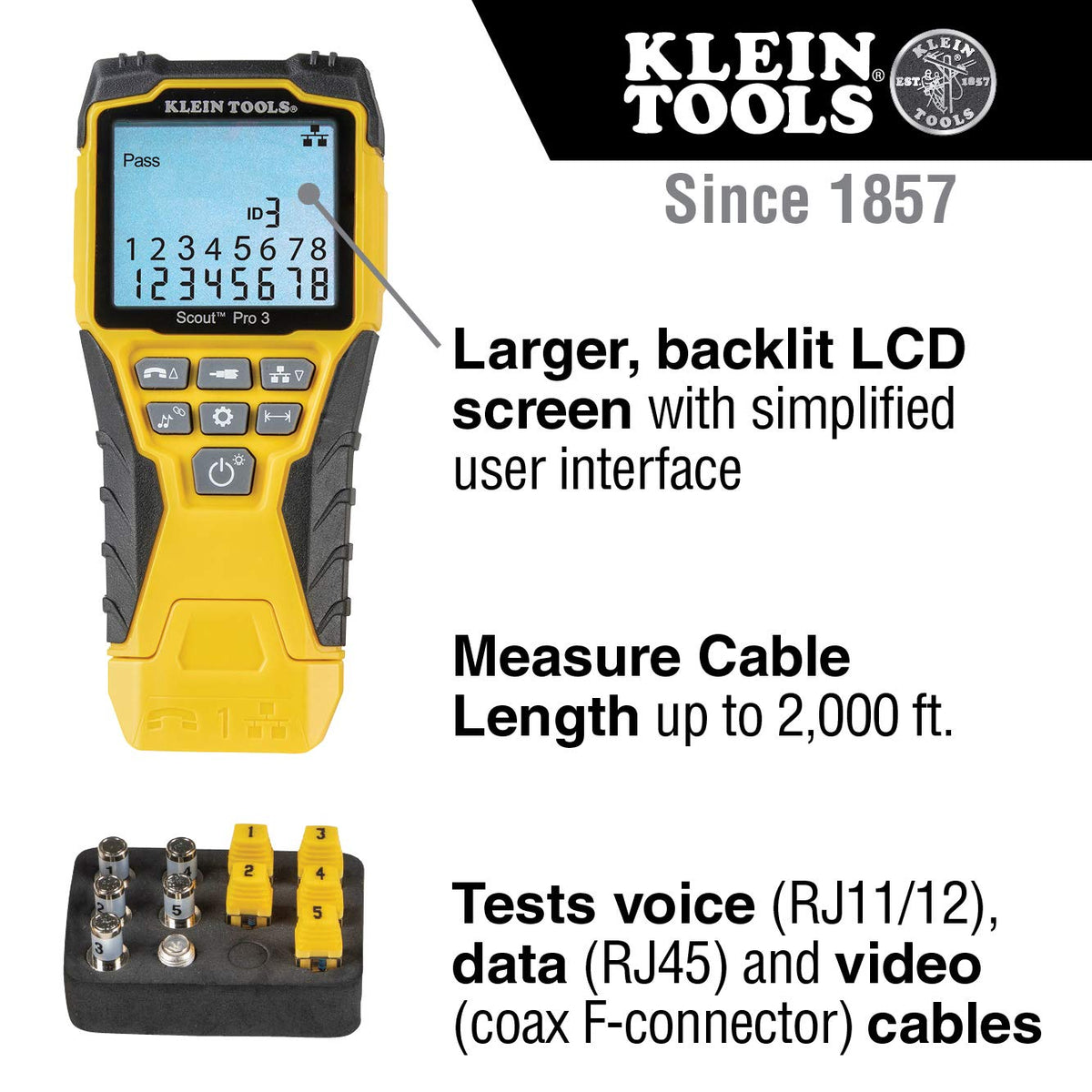 Klein Tools VDV501-851 Cable Tester Kit & VDV427-300 Impact Punchdown Tool & VDV500-123 Cable Tracer Probe-Pro Tracing Probe with Replaceable Non-Metallic - Image 3