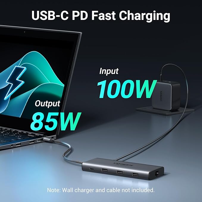 UGREEN USB C Docking Station Dual Monitor, 10-in-1 Laptop Dock with 2 HDMI | 2x HDMI, Single 8K, 100W PD, 1Gbps Ethernet, 4x 5Gbps USB-A/C Data, SD/TF, Revodok Pro Aluminum USB-C Dock for Dell/HP/Lenovo - Image 5