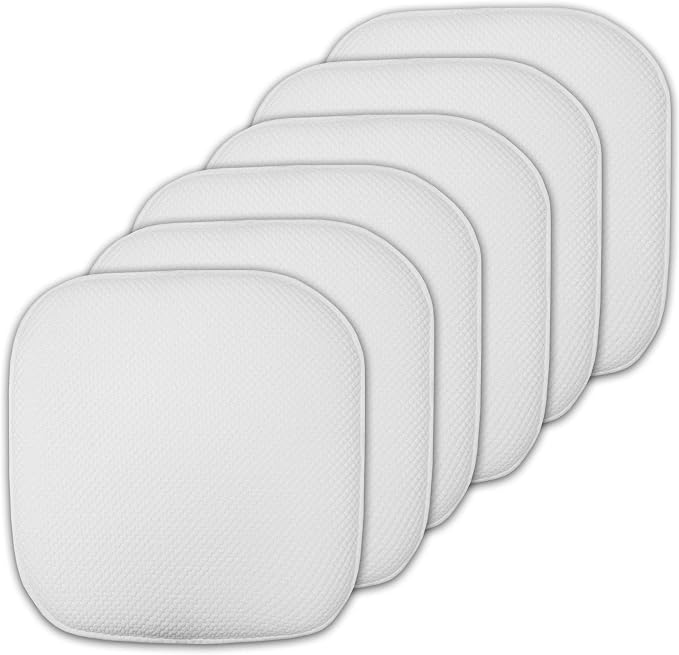 Sweet Home Collection Cushion Memory Foam Chair Pads Honeycomb Nonslip Back Seat Cover 16" x 16" 6 Pack White by SweetHomeCollection