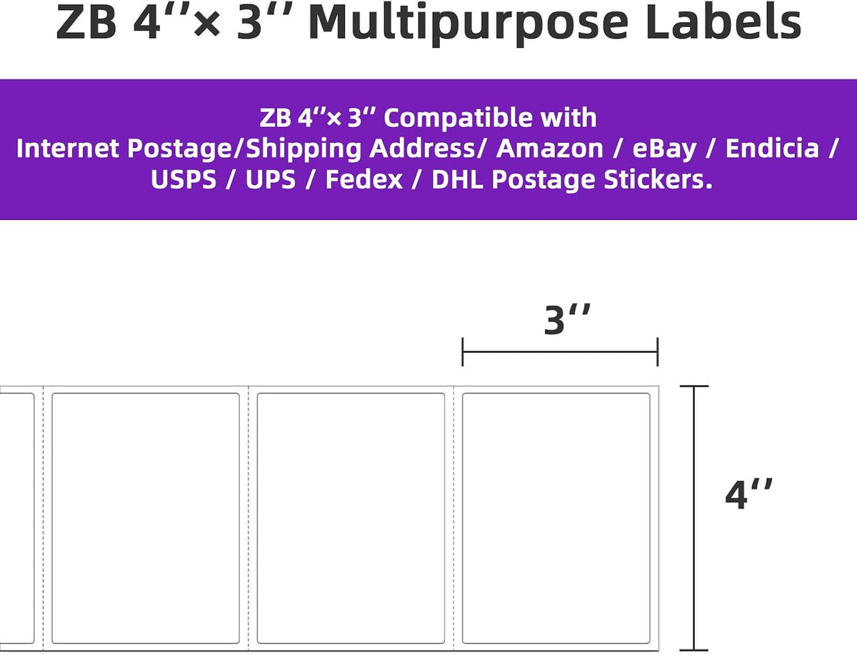 AveneMark 12 Rolls 4" x 3" Direct Thermal Labels for Barcodes Postage Address Shipping Compatible with Rollo & Zebra Desktop Printers Adhesive - 500 Labels/Roll - Image 3