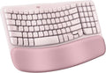 Logitech Wave Keys Wireless Ergonomic Keyboard - Rose | Cushioned palm rest, comfortable natural typing, Easy-Switch, Logi Bolt Receiver, Multi-OS, Windows/Mac by Unknown