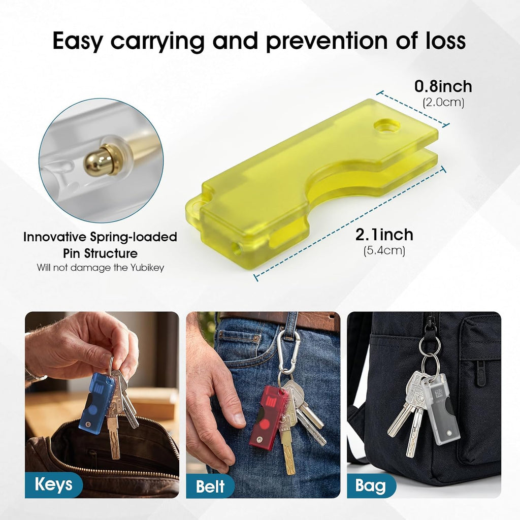 2 Pack PC Flip Holder Keychain Protective Cover Compatible with YubiKey 5 NFC, Hard PC Slide-Open Carrying Case, NFC-Friendly Tap-to-Use Security Key Protector, Lightweight Keychain Cover,Yellow - Image 3