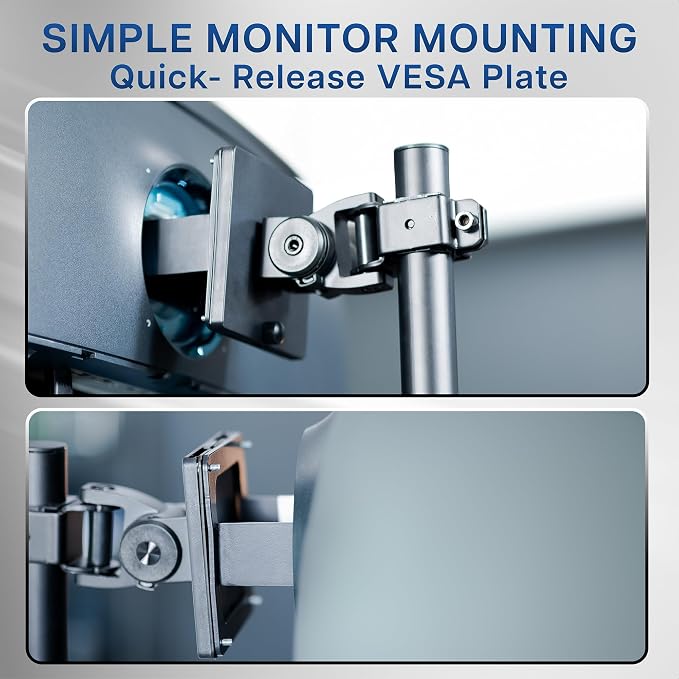 VIVO Clamp-on Single Ultra Wide Monitor Desk Mount, Low Profile Heavy Duty Adjustable Stand for 1 Ultrawide Screen up to 49 inches, 44 lbs Capacity, Black, STAND-V100C - Image 7