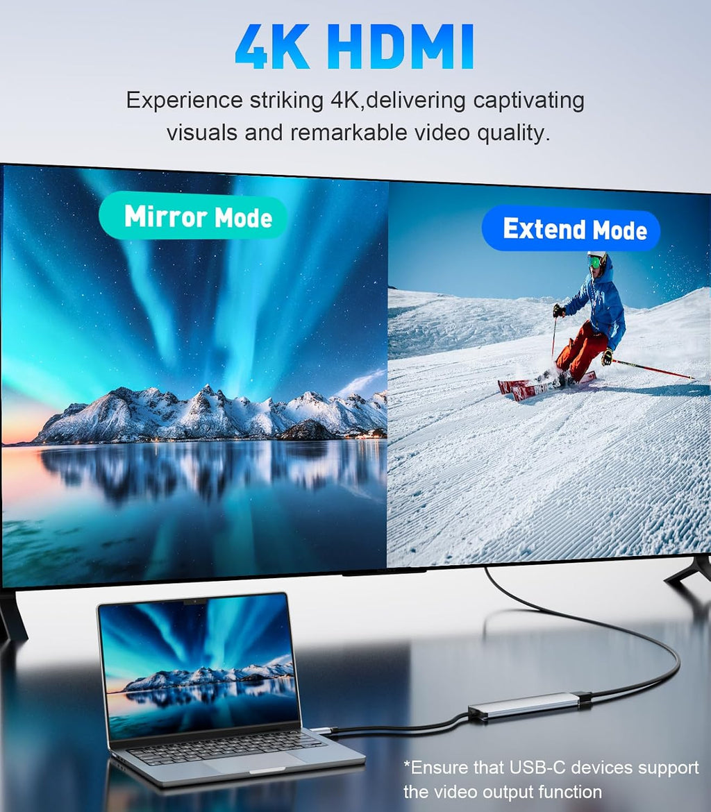 UANTIN USB C Hub, 7 in 1 Multiport Adapter for Laptop/Mac Type C Devices - Image 3