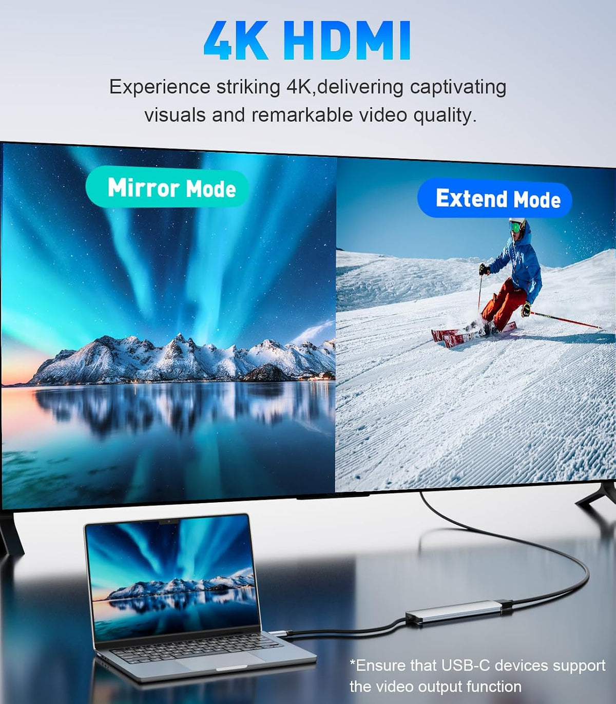 UANTIN USB C Hub, 7 in 1 Multiport Adapter for Laptop/Mac Type C Devices - Image 3