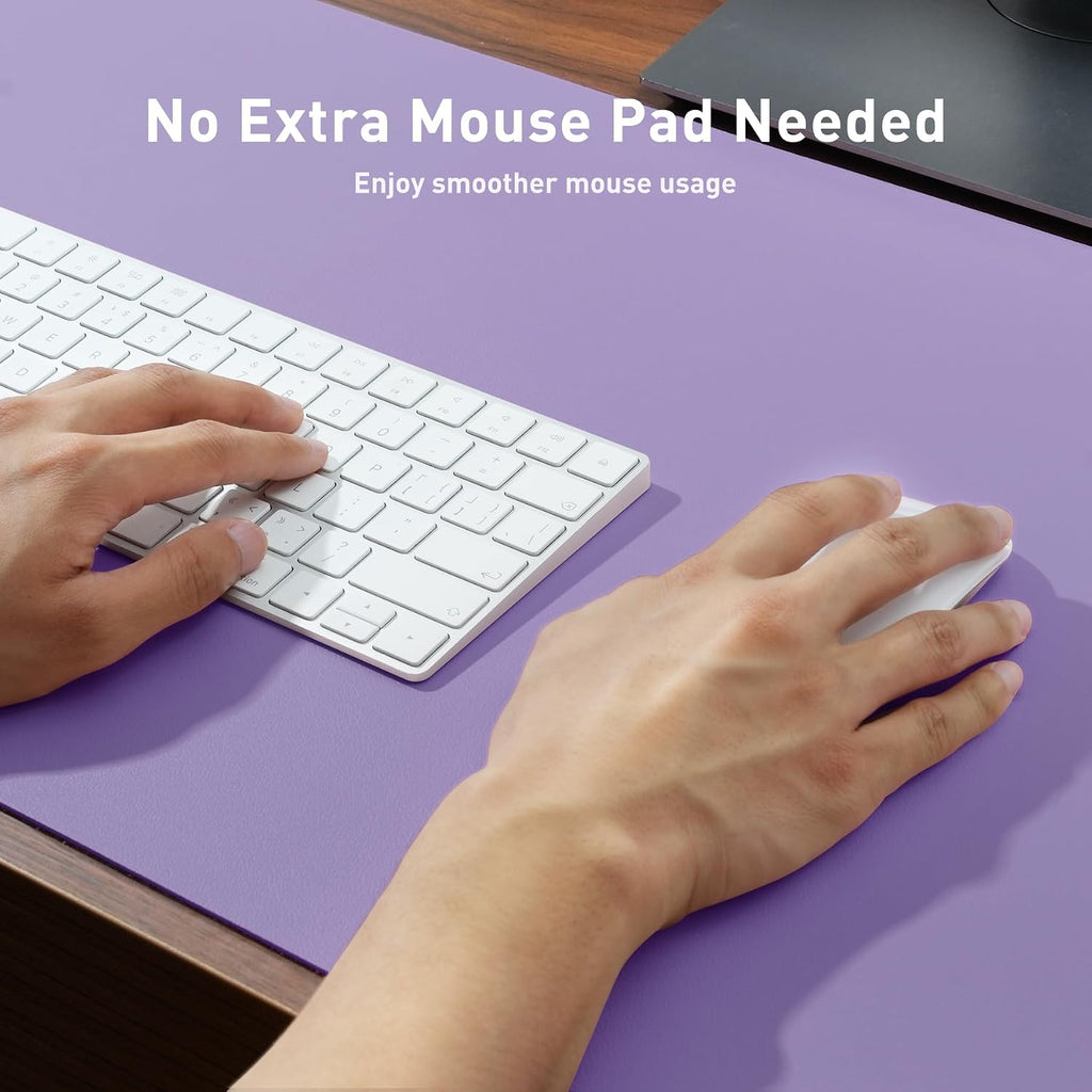 Aothia Faux Leather Desk Mat Mouse Pad, 47.2" x 23.6", Light Purple - Image 5