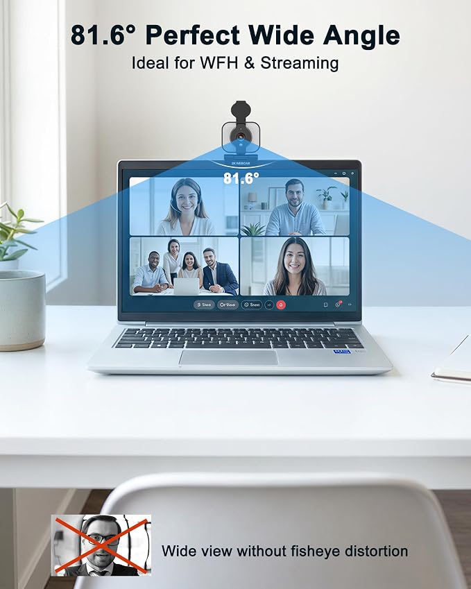 Atatat 2K Webcam for PC with Light, Microphone, Privacy Cover | Autofocus Web Camera for Desktop/Laptop/Monitor/Mac, Computer Camera for Zoom/Skype/Teams/Video Calling/Meeting - Image 9