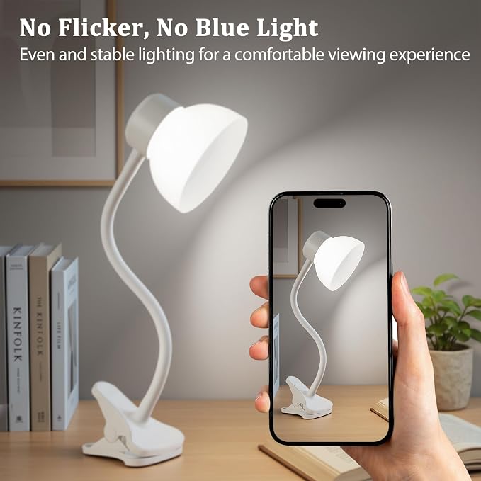 Desk Lamps for Home Office,Small LED Reading Lamp,5000K Eye-Care Desk Light | Clip On Desks Lamps for College Dorm, Kids Desk, Bed Headboard, Flexible Gooseneck, Compact Small Table Lamp - Image 3