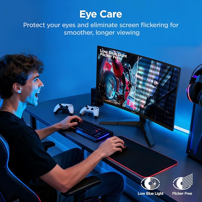 KOORUI 27 Inch Curved Gaming Monitor QHD 180Hz, 1ms 1500R VA Display | 2560×1440 Monitor, Adaptive Sync, 4000:1 Contrast, 90% DCI-P3, Eye Care, HDMI×2 and DP, VESA, FPS & Console Gaming - Image 7