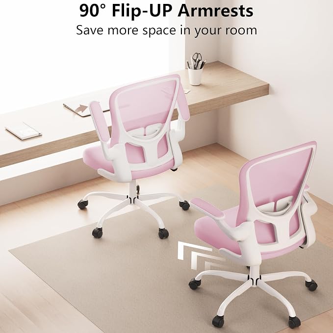 Ergonomic Office Chair, Comfort Swivel Home Office Task Chair, Breathable Mesh Desk Chair, Lumbar Support Computer Chair with Flip-up Arms and Adjustable Height - Image 2
