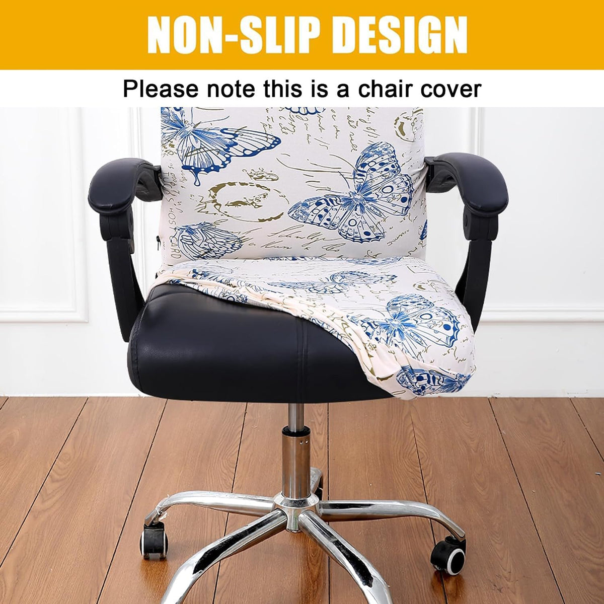 Smiry Stretch Printed Office Computer Desk Chair Covers, White - Image 2