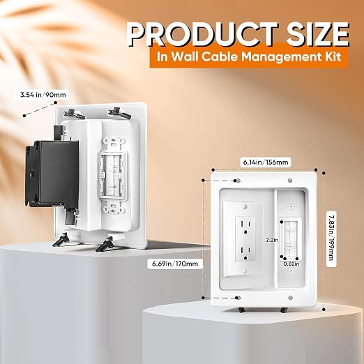 in-Wall Cable Management Kit, Recessed TV Outlet for Wall Mount TV(No Wire) | Integrated Embedded Design, Perfectly Compatible with Structured Cabling - Image 7