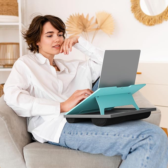 HUANUO Adjustable Lap Desk - with 8 Adjustable Angles & Dual Cushions Laptop Stand for Car Laptop Desk, Work Table, Lap Writing Board & Drawing Desk on Sofa or Bed, HNLD2TB | Dual-cushion base, carry handle, 30% thicker for durability, wider anti-slip ... - Image 7