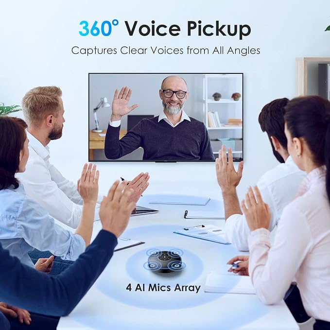 EMEET M220 Bluetooth Speaker, Daisy Chain/Use Alone up to 16 attendees | Professional Wireless Speakerphone 360°Voice Pick-up 8 AI Noise Cancellation Mics Skype Speakerphone for Conference Calls - Image 5