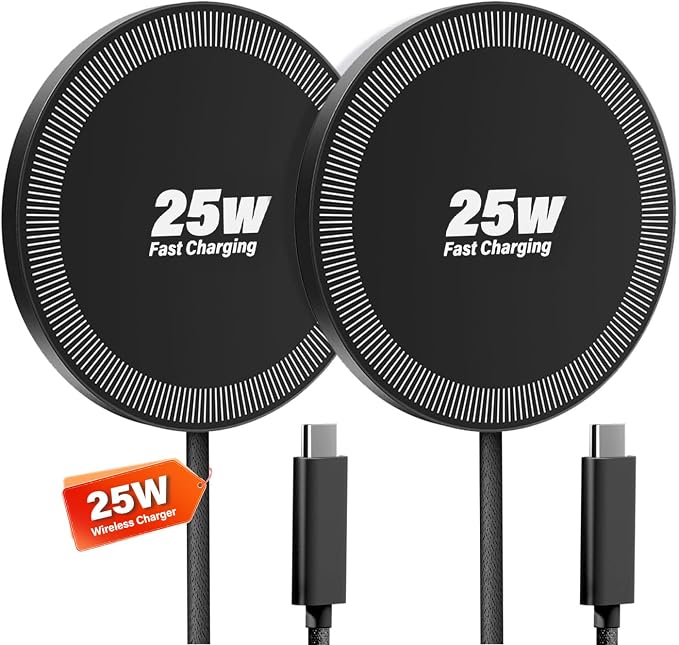 25W Wireless Charger for MagSafe, Magnetic Fast Charging Pad for iPhone 17/16/15/14/13/12 Series & AirPods, Strong Magnet, Thin & Portable Wireless Charger for Travel Home Office(Black, 4FT) by WAYLITEWirelessCharger
