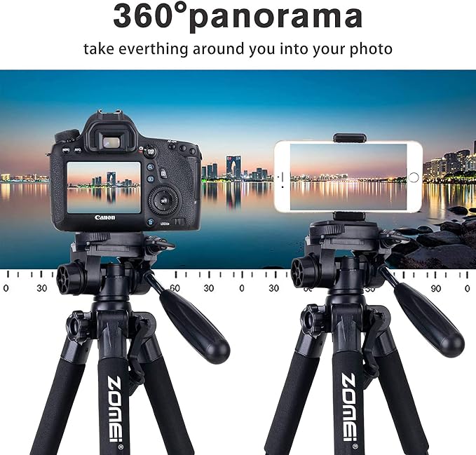Compact Light Weight Travel Portable Aluminum Camera Tripod Q111 55" for Canon Nikon Sony DSLR Camera YouTube Phone with Carry Case (Orange) - Image 4