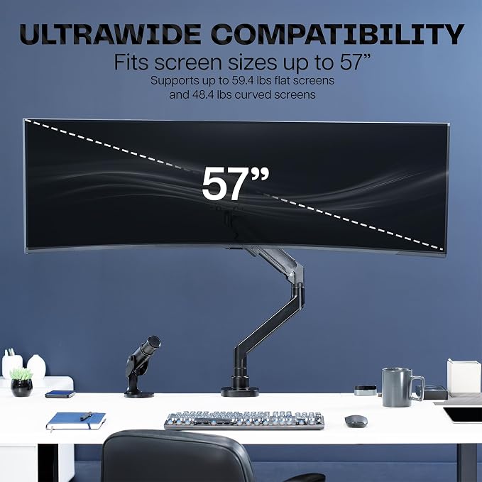 VIVO Heavy Duty Ultrawide Monitor Arm for 57 inch Screens up to 59.4 lbs, Desk Mount TV and Monitor Stand Designed for Samsung Odyssey Ark, Neo G9, ViewFinity S9, and More, Black, STAND-GT57 - Image 6