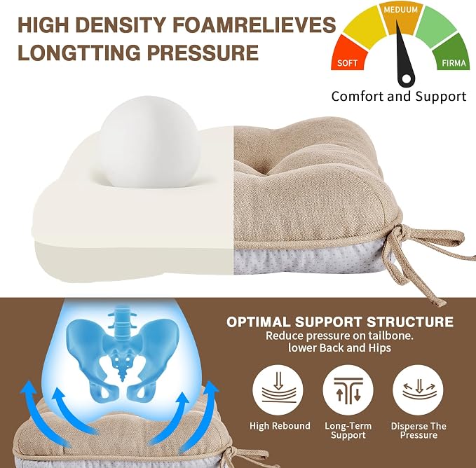 BETU Chair Cushions for Dining Chairs Set of 6,Kitchen Table Chair Pads with Ties,Non Slip Backing and Covers, Seat Cushion for Dining Room,Bar,Patio Chairs,15.5"X15.5"X3.5" - Image 6