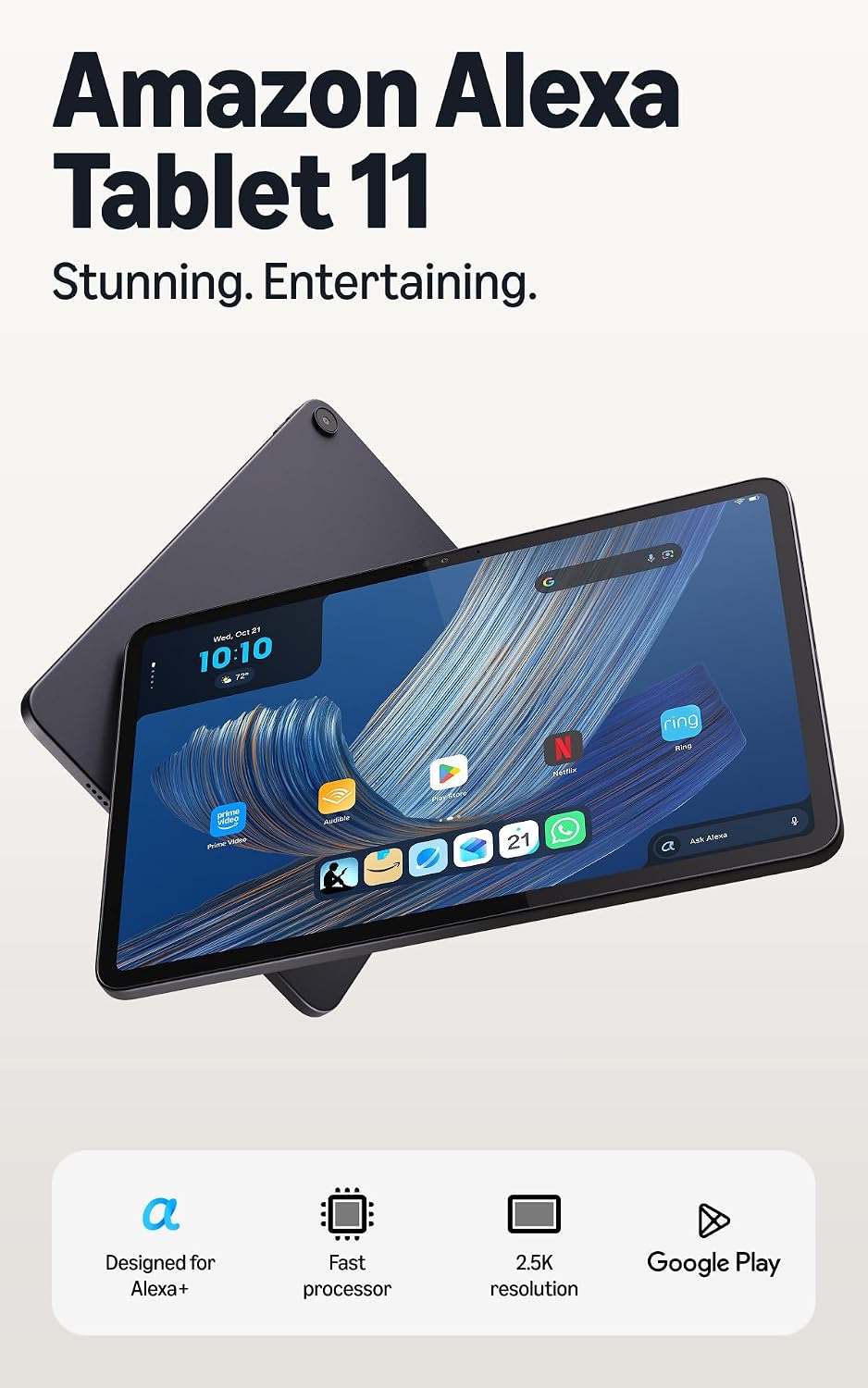 Amazon Alexa Tablet 11 (all-new), 8GB RAM, 128GB, 11″ stunning 2.5K display, All-day battery, Designed for Alexa+, Graphite by Alexa Tablet