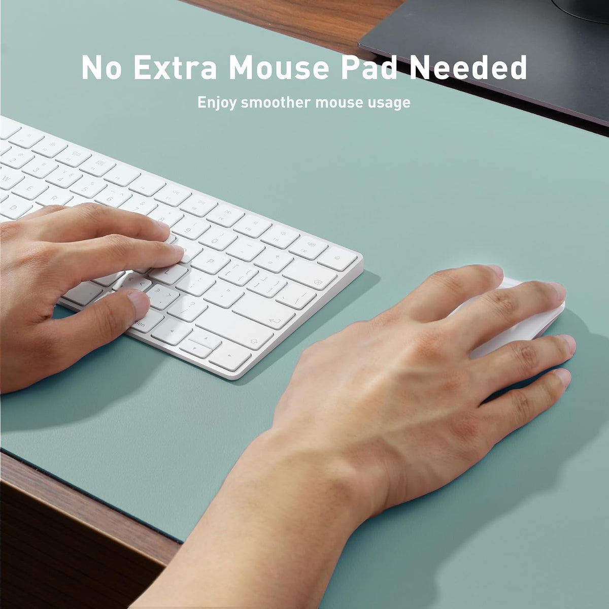 Aothia Leather Desk Pad Protector, Mouse Pad, Office Desk Mat, Non-Slip PU Leather Desk Blotter, Laptop Desk Pad, Waterproof Desk Writing Pad for Office and Home (23.6" x 13.7", Light Blue) - Image 4
