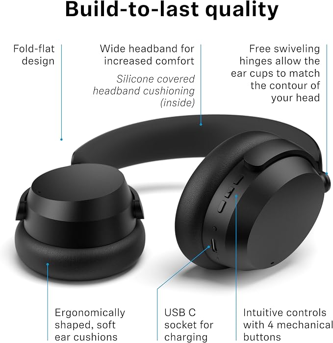 Sennheiser ACCENTUM Wireless Bluetooth Headphones Noise Cancelling - Up to 50HR Playtime, Hybrid Noise Cancelling (ANC), All-Day Comfort, Bluetooth Over Ear Headphones for School, Traveling, Black - Image 12