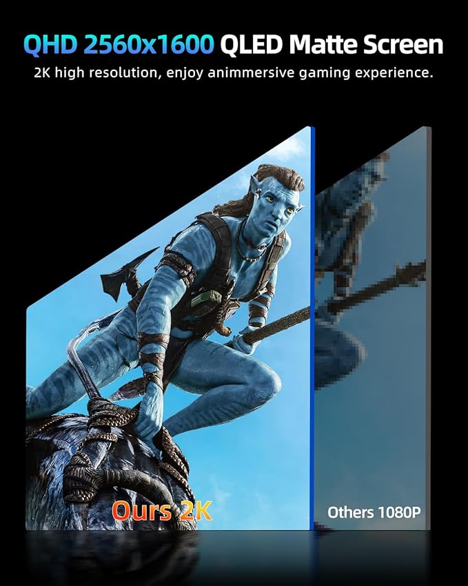 UPERFECT 18" 2K 144Hz Portable Monitor, 100% DCI-P3 400 Nits Gaming Display | QLED 2560×1600 FreeSync HDR Ultra-Slim USB-C/HDMI Monitor for Laptop Phone Game Console - Image 3