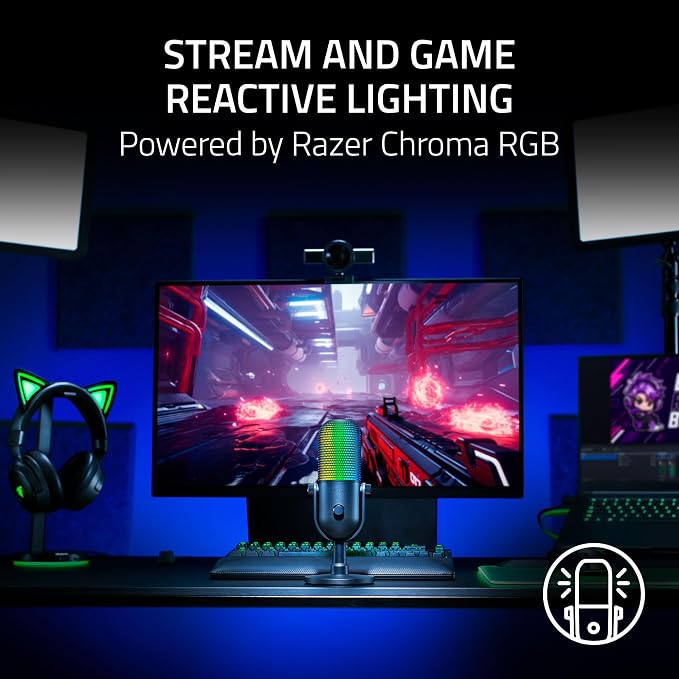 Razer Seiren V3 Chroma 32‐Bit DSP, USB-C Microphone for PC & Mac, Pink | AI Audio Processing, Noise Isolation, Tap-to-Mute, Supercardioid Condenser Mic, Chroma RGB, Discord, OBS Studio, Streamlabs - Image 5