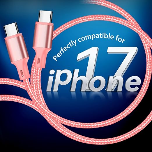 USB C to USB C Cable, 3 Pack 6ft Type C Fast Charger Cord (Pink) | Nylon Braided High-Speed Data Transfer Wire for iPhone 17/16/15 Plus/Pro Max iPad Air Ps5 Controller Samsung Galaxy - Image 7