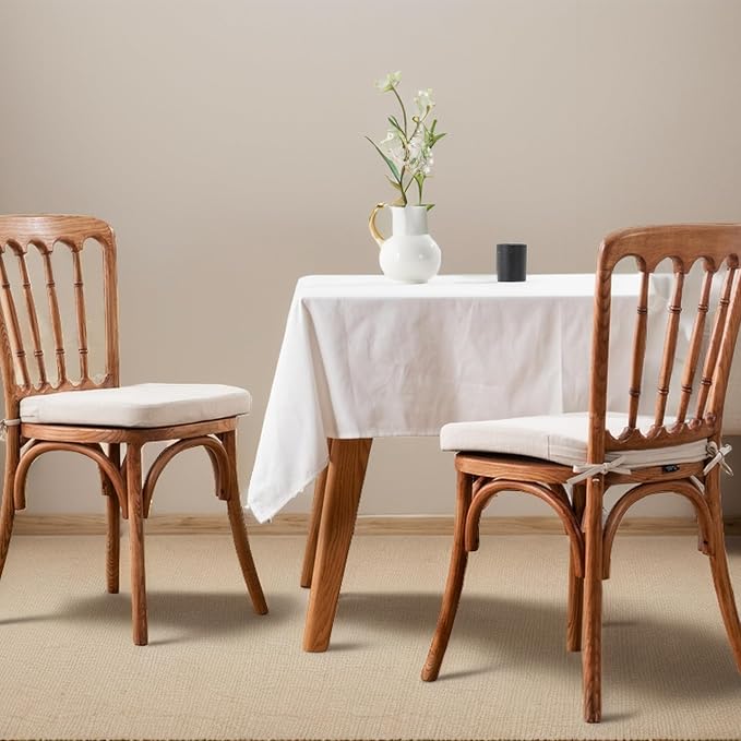 Battilo Chair Cushions for Dining Chairs with Ties, Indoor/Outdoor Kitchen Chair Pad with Non-Slip Backing, Dining Seat Cushion with Machine Washable Removable Cover, 16"x16"x2", Set of 2, Beige - Image 6