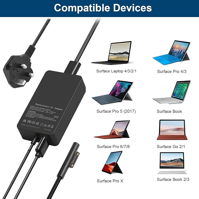 102W Microsoft Surface Book Charger, 15V 6.33A Power Supply for Surface Book 3/2/1, Surface Laptop 5/4/3/2, Surface Pro X/9/8/7/6/5th/4/3/2, Surface Go 3/2 - Image 5