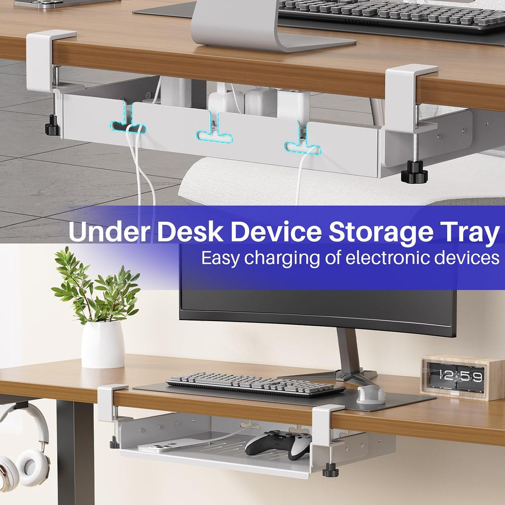 BYMECOST No Drill Under Desk Laptop Mount, Metal Under Desk Storage Shelf - Image 8