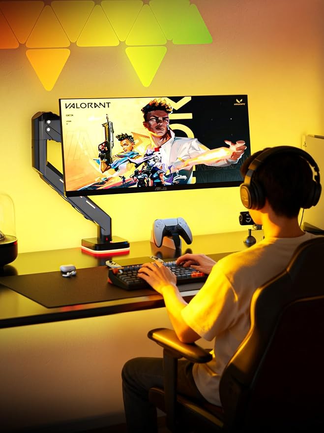 Suptek Single RGB Monitor Mount for 17-35'' Screen up to 22lbs, Gas Spring Monitor Arm, Full Motion Adjustable Desk Stand, Black, MDXDJ - Image 7