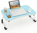 BUYIFY 23" Foldable Lap Desk for Laptop Writing w/Cup Holder Blue | Sturdy and Durable, Laptop Bed Desk with Tablet Slot, No Assembly, Space Saving for Bed Couch Dorm WFH Students by BUYIFY