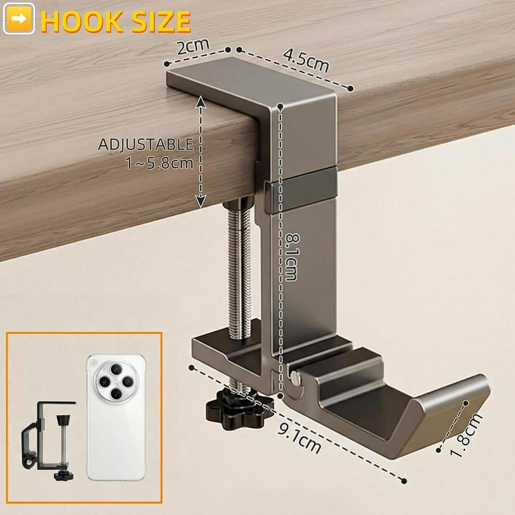 Foldable Clamp Hook for Desk, Bag & Headphone 2-Pack - Image 2