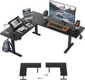 FEZIBO 63 x 55 L Shaped Standing Desk Adjustable Height, Electric Stand up Corner Computer Desk, Sit Stand Home Office Desk with Splice Board, Black by FEZIBO